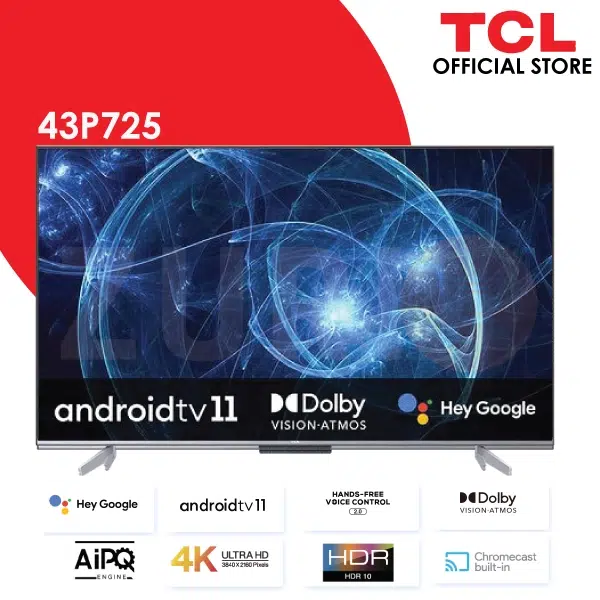 TCL 43P725 43 inch 4K UHD Smart Frameless Google TV
