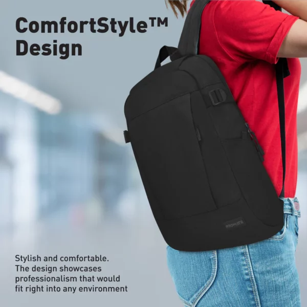 Promate 15.6" Laptop Backpack made from 300D Frosted Polyester with 1 main compartment, 2 front pockets