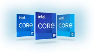 "Modern laptop showcasing Intel 14th Gen logo with a high-tech circuit board background, symbolizing advanced computing in Kenya