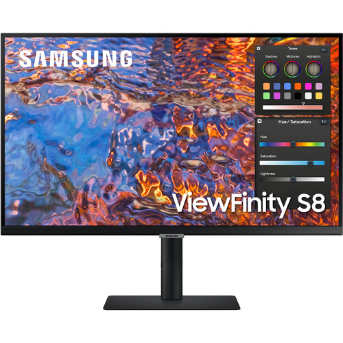 Samsung ViewFinity S8 32" UHD HDR USB-C Monitor, Height, Pivot, Swivel & Tilt Adjustable, Black Color, Connectivity : 1 USB-C, 1 HDMI 2.0, 1 DisplayPort 1.4, 1 Ethernet (LAN), 3 USB-A, 1 Headphone In - LS32B800PXMXUE
